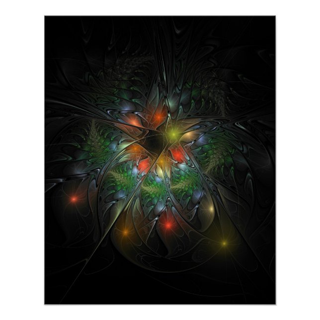 Soft and tenderness fractal fantasy flowers  poster (Front)