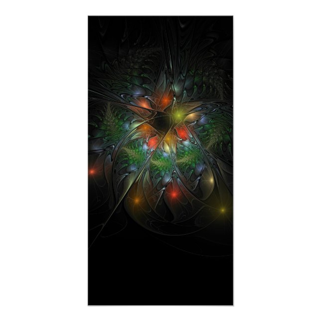 Soft and tenderness fractal fantasy flowers poster (Front)