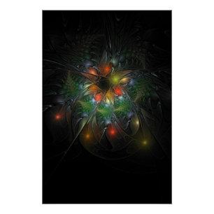 Soft and tenderness fractal fantasy flowers  poster