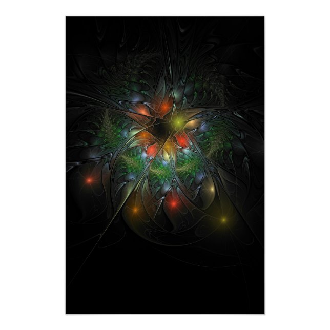 Soft and tenderness fractal fantasy flowers  poster (Front)