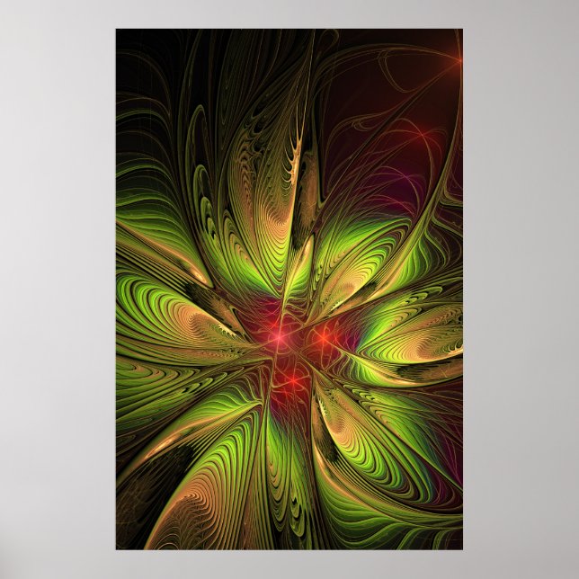 Soft and tenderness fractal fantasy flowers poster (Front)