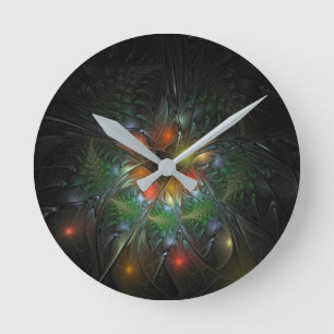 Soft and tenderness fractal fantasy flowers round clock