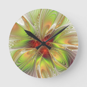Soft and tenderness fractal fantasy flowers round clock