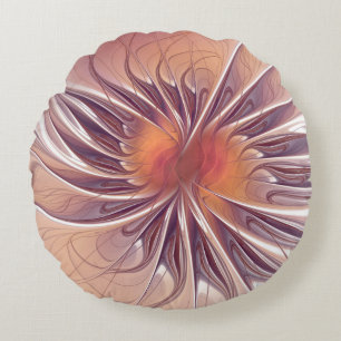 Soft and tenderness fractal fantasy flowers round cushion