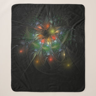 Soft and tenderness fractal fantasy flowers sherpa blanket
