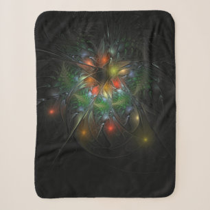 Soft and tenderness fractal fantasy flowers sherpa blanket