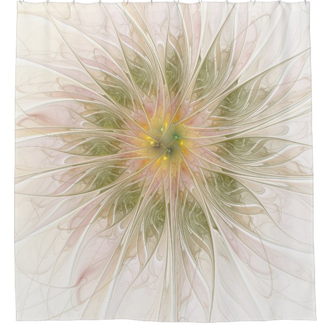 Soft and tenderness fractal fantasy flowers shower curtain (Front)