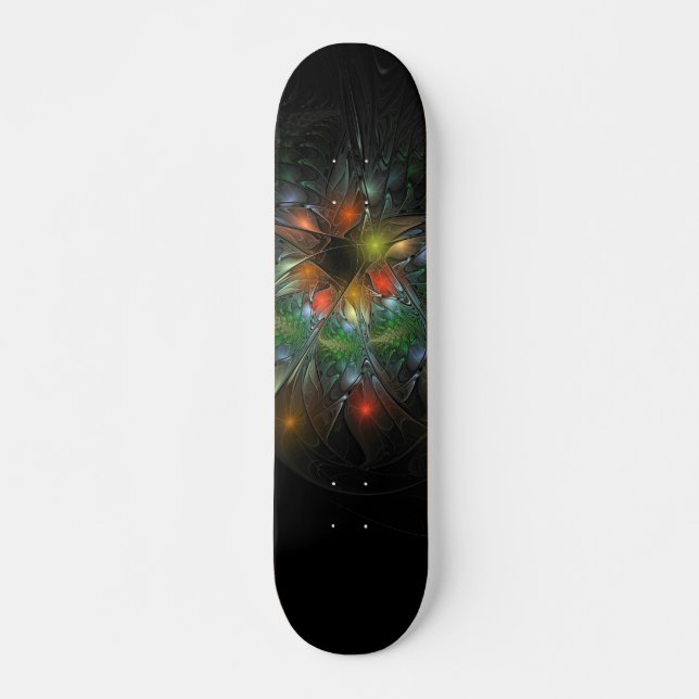 Soft and tenderness fractal fantasy flowers skateboard (Front)