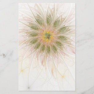 Soft and tenderness fractal fantasy flowers stationery