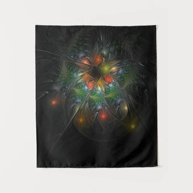 Soft and tenderness fractal fantasy flowers tapestry (Front)
