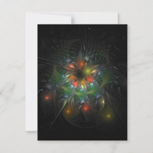 Soft and tenderness fractal fantasy flowers thank you card