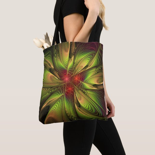 Soft and tenderness fractal fantasy flowers tote bag (Close Up)