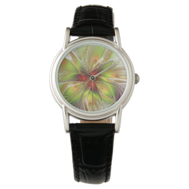 Soft and tenderness fractal fantasy flowers watch (Front)