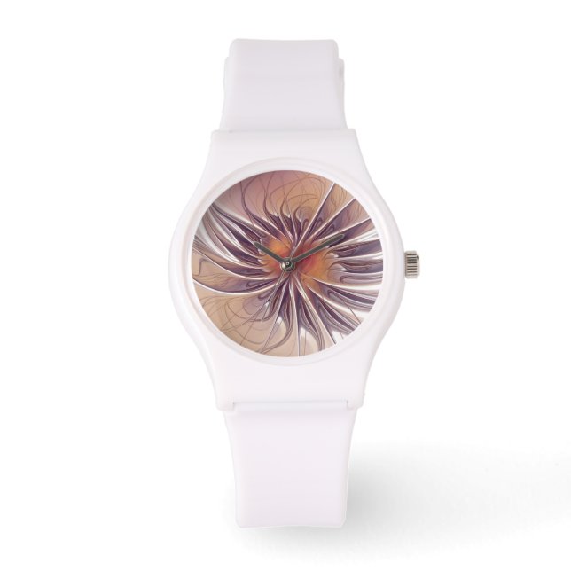 Soft and tenderness fractal fantasy flowers watch (Front)