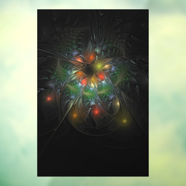 Soft and tenderness fractal fantasy flowers  window cling (Sheet 3)