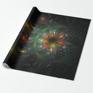 Soft and tenderness fractal fantasy flowers wrapping paper