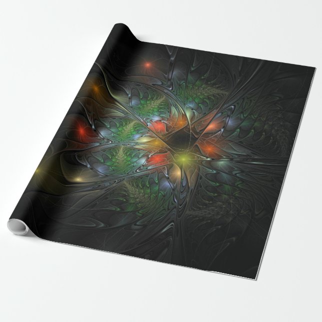 Soft and tenderness fractal fantasy flowers wrapping paper (Unrolled)
