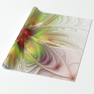 Soft and tenderness fractal fantasy flowers wrapping paper