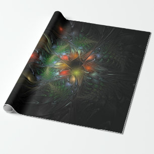 Soft and tenderness fractal fantasy flowers wrapping paper