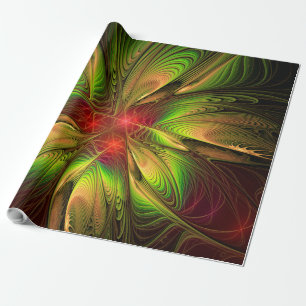 Soft and tenderness fractal fantasy flowers wrapping paper