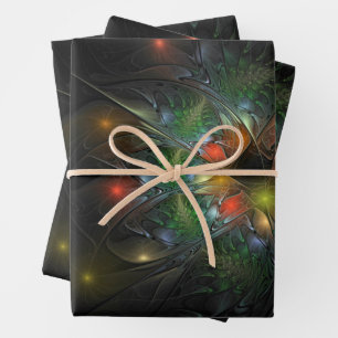 Soft and tenderness fractal fantasy flowers wrapping paper sheet