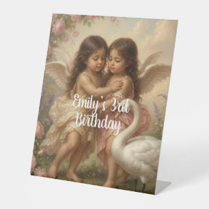 soft angel cherub girls’ birthday     pedestal sign
