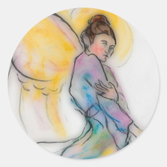 soft angel classic round sticker (Front)