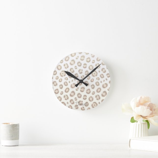 Soft Animal Luxe Pattern | Elegant Animal Print Round Clock (Home)