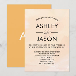 Soft Apricot Watercolor Wedding Invitation