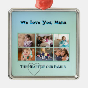 Soft Aqua 6-Photo Nana Tribute Metal Tree Decoration