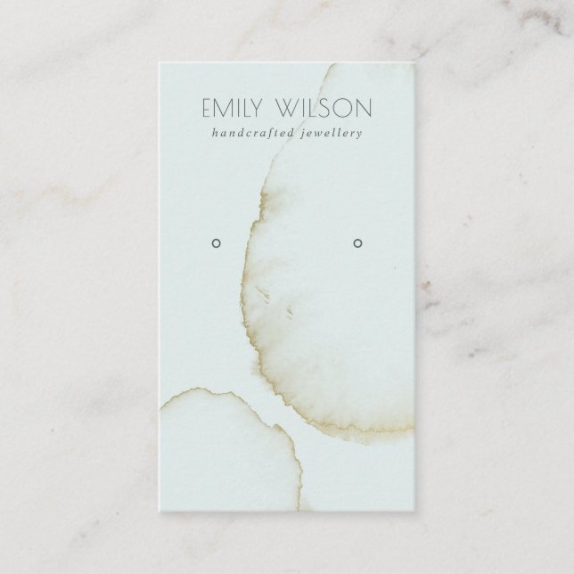 SOFT AQUA BLUE GOLD ABSTRACT EARRING DISPLAY LOGO BUSINESS CARD (Front)
