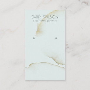 SOFT AQUA BLUE GOLD ABSTRACT EARRING DISPLAY LOGO BUSINESS CARD