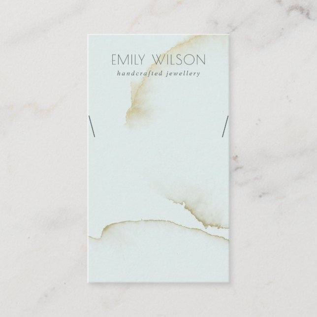 SOFT AQUA BLUE GOLD ABSTRACT NECKLACE DISPLAY LOGO BUSINESS CARD (Front)