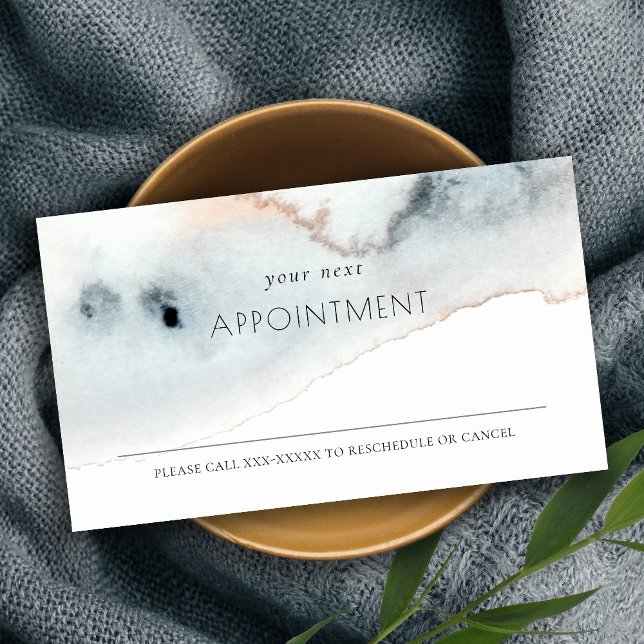 Soft Aqua Blue Gold Watercolor Beachy Appointment  Business Card (Creator Uploaded)