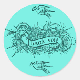 Soft Aqua Blue Thank You Stickers