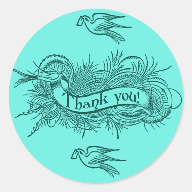 Soft Aqua Blue Thank You Stickers (Front)