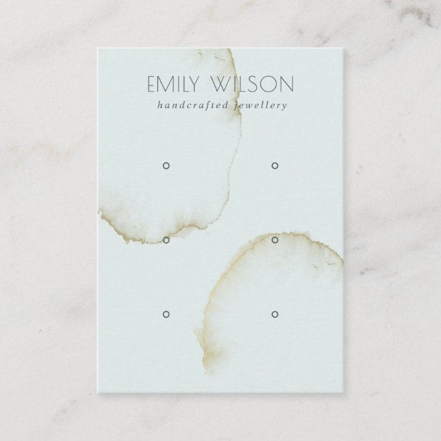 SOFT AQUA GOLD ABSTRACT 3 EARRING DISPLAY LOGO BUSINESS CARD (Front)