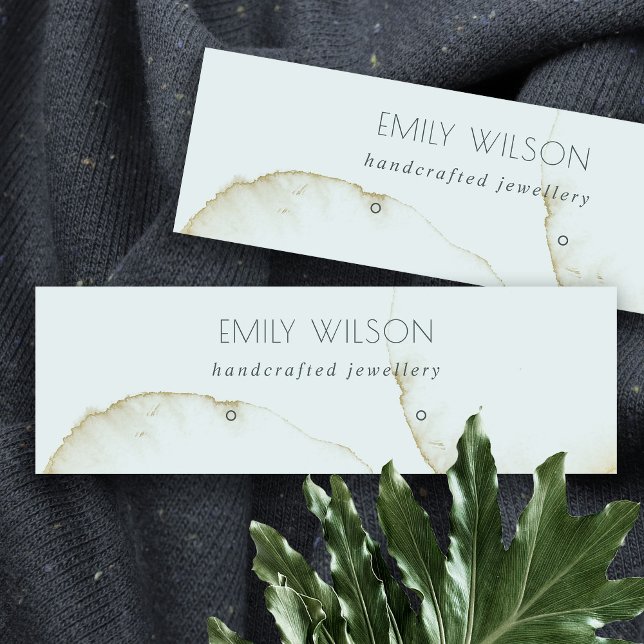 SOFT AQUA GOLD ABSTRACT STUD EARRING DISPLAY LOGO MINI BUSINESS CARD (Creator Uploaded)