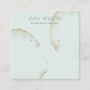 SOFT AQUA GOLD ABSTRACT STUD EARRING DISPLAY LOGO SQUARE BUSINESS CARD