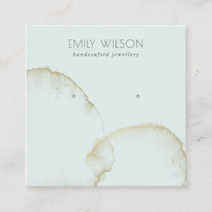 SOFT AQUA GOLD ABSTRACT STUD EARRING DISPLAY LOGO SQUARE BUSINESS CARD