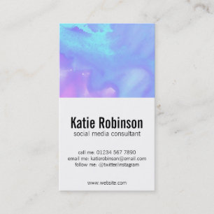 Soft Aqua, lilac and pink watercolor Business Card
