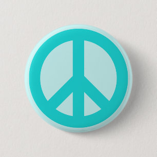 Soft Aqua Peace Symbol 6 Cm Round Badge
