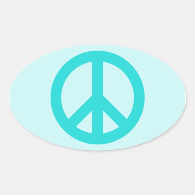 Soft Aqua Peace Symbol Oval Sticker (Front)