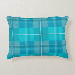 Soft Aqua Teal Green Plaid Aesthetic Decorative Cushion