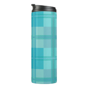 Soft Aqua Teal Green Plaid Aesthetic Thermal Tumbler