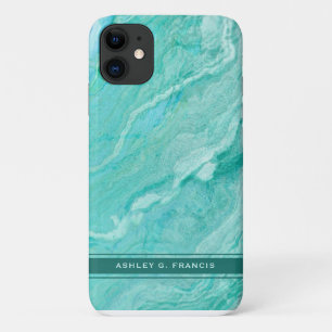 Soft Aqua, Turquoise and Green Agate iPhone 11 Case