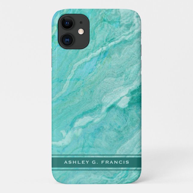 Soft Aqua, Turquoise and Green Agate Case-Mate iPhone Case (Back)