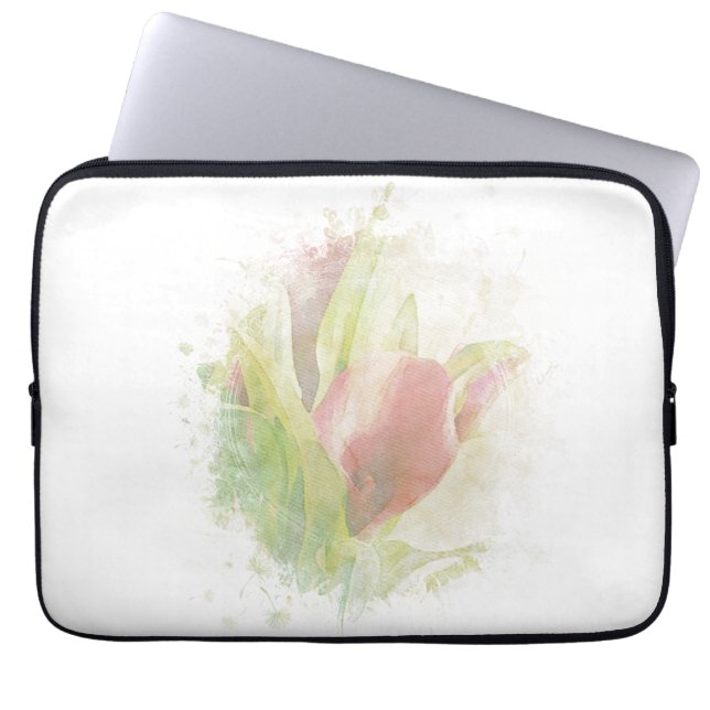 *~*  Soft AR12 Artistic Floral Calla Lily Coral Laptop Sleeve (Front)