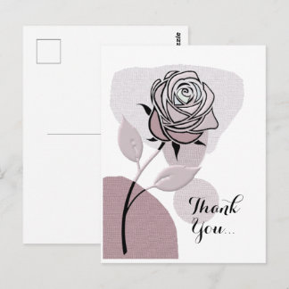 Soft Artistic Lavander Rose Thank You Postcard