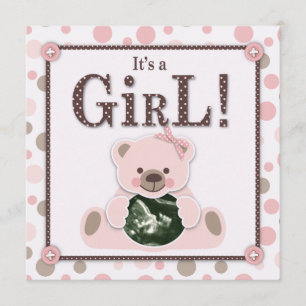 Soft as a Teddy Bear Girl Invitation Square